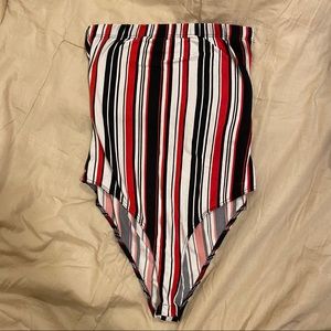 Strapless striped body suit size Small.
